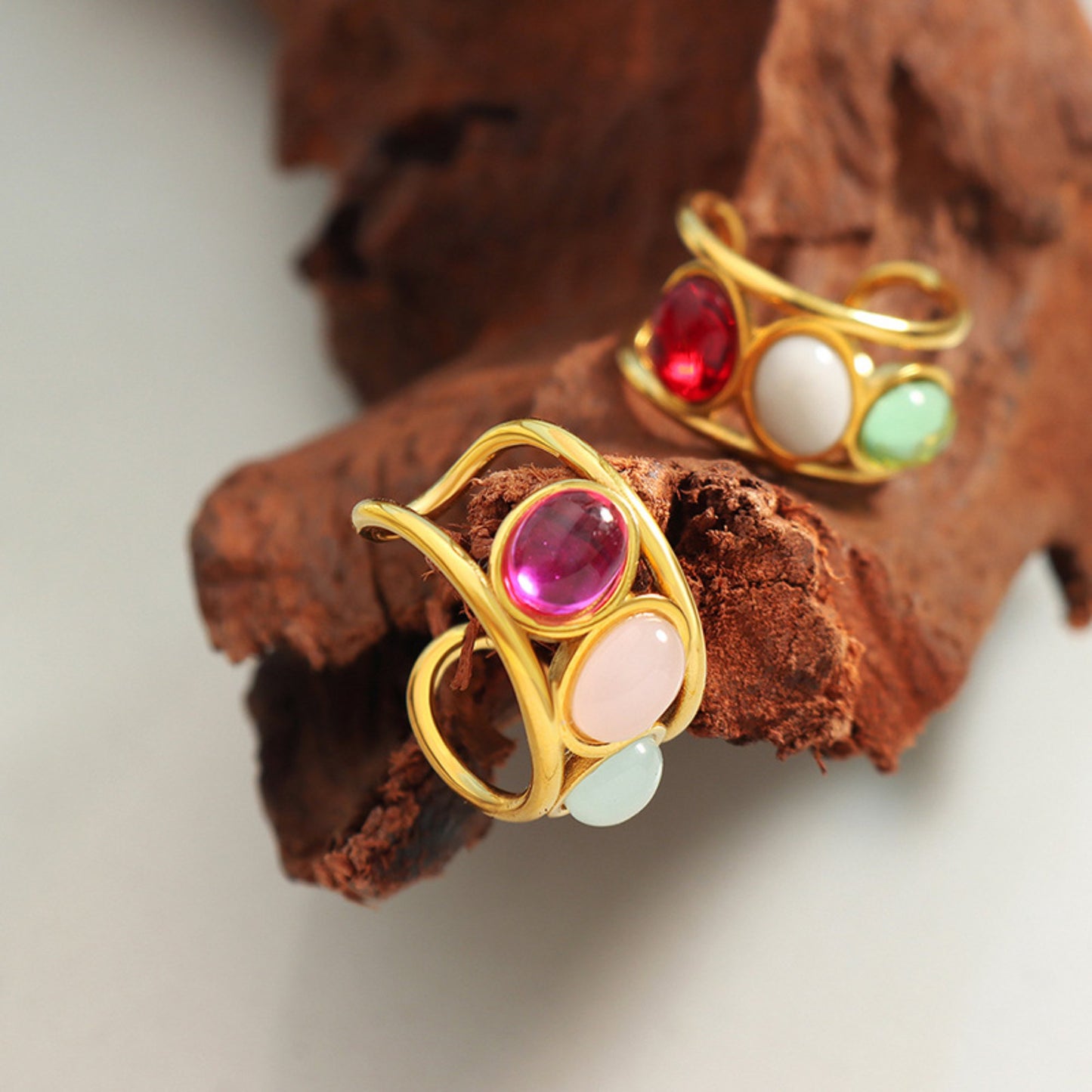 Colorful Gemstone Ring/Waterproof