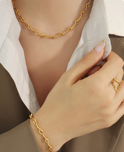 Hook Type Splicing Chain Necklace Bracelet Jewelry Set/Waterproof