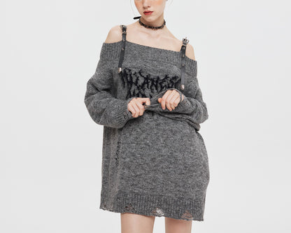 PRE-ORDER Loose-fitting Sweater with One-shoulder Design
