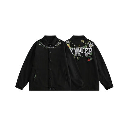 Trendy Retro Floral Embroidered Casual Jacket