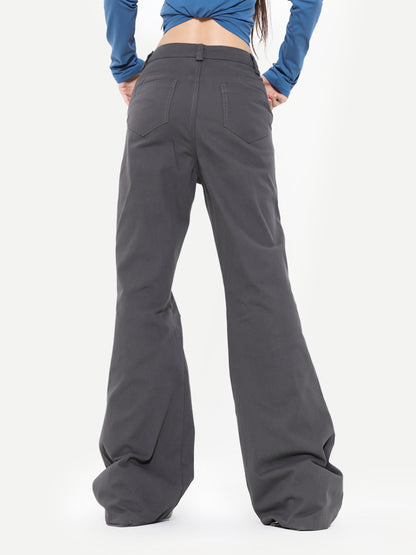 Unisex 2 Colors Black and Gray Flared Pants with Spliced Pockets