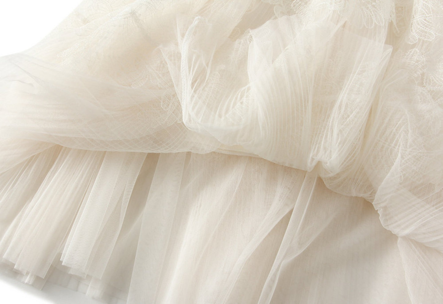 Lace Pleated Mesh Midi Skirt