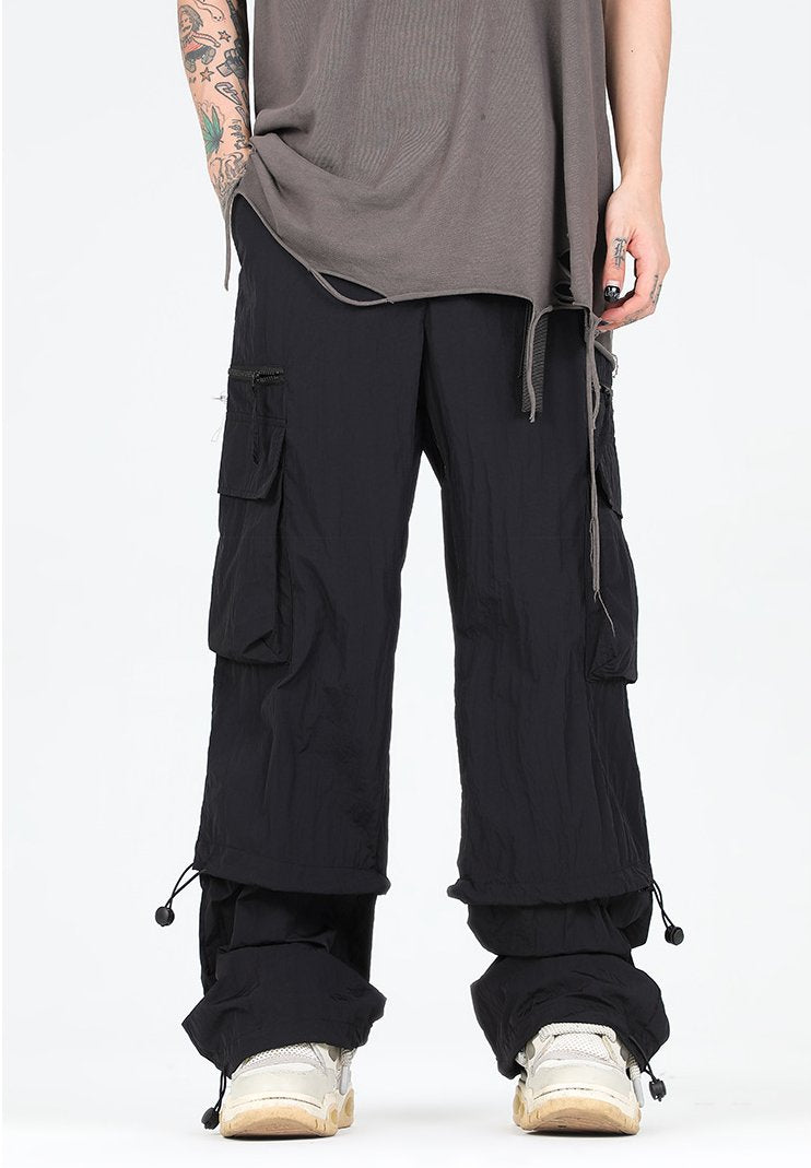 Unisex Black and Gray Color Mid-Rise Waist Cargo Pant