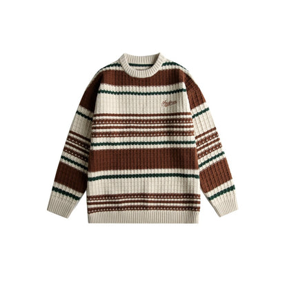 3 Colors Retro Striped Pullover Knitted Sweater