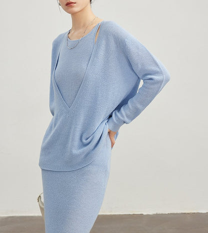 Two-Piece Set Wool Knitted Suit Dress