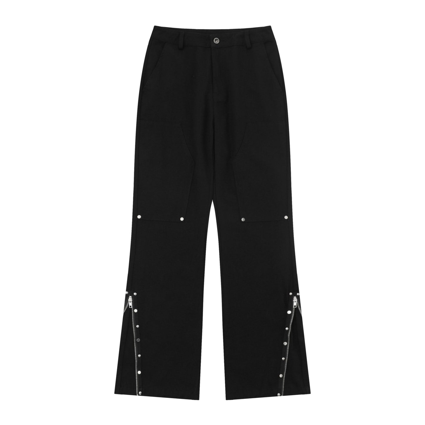 Unisex 2 Colors Black and Gray Zippered Bootcut Trousers