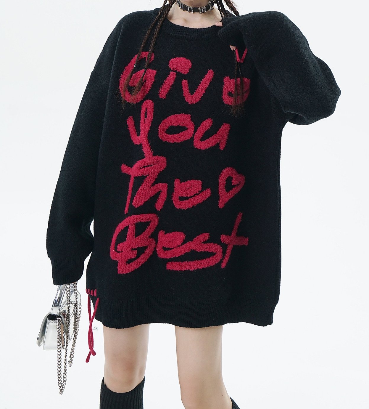 Unisex Embroidered English Letter Knit Sweater