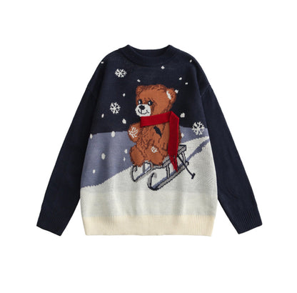 Unisex Christmas Bear Snowflake Knit Sweater