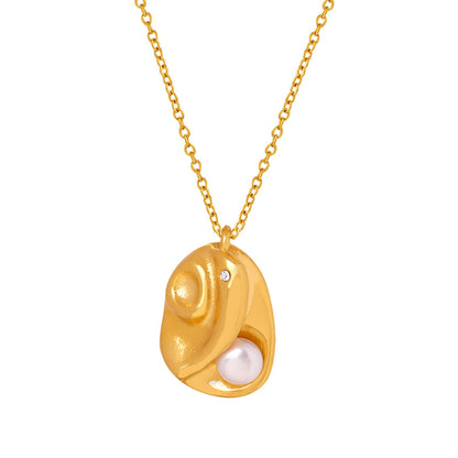 Alien Saturn Inlaid Zircon Pearl Pendant Necklace/Waterproof