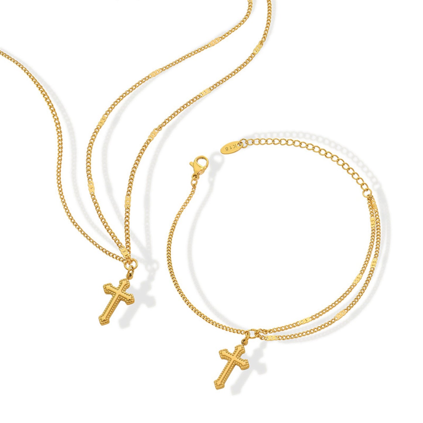 Cross Necklace Bracelet Set/Waterproof
