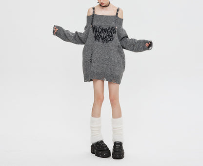 PRE-ORDER Loose-fitting Sweater with One-shoulder Design