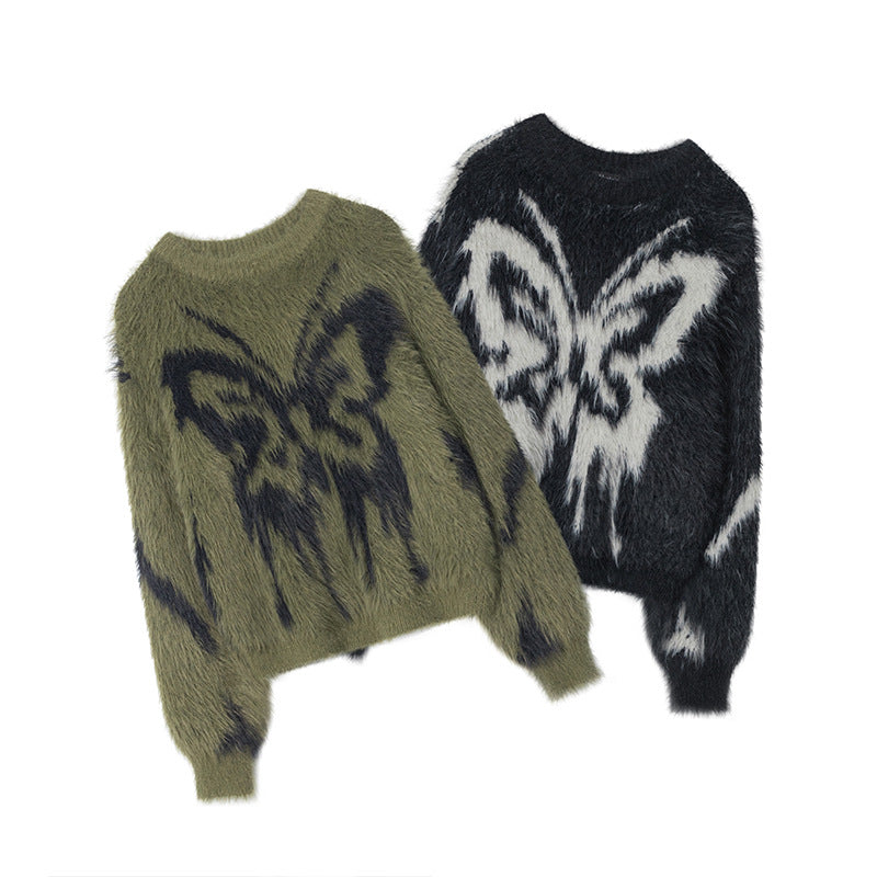 2 Colors Butterfly Pattern Knitted sweater