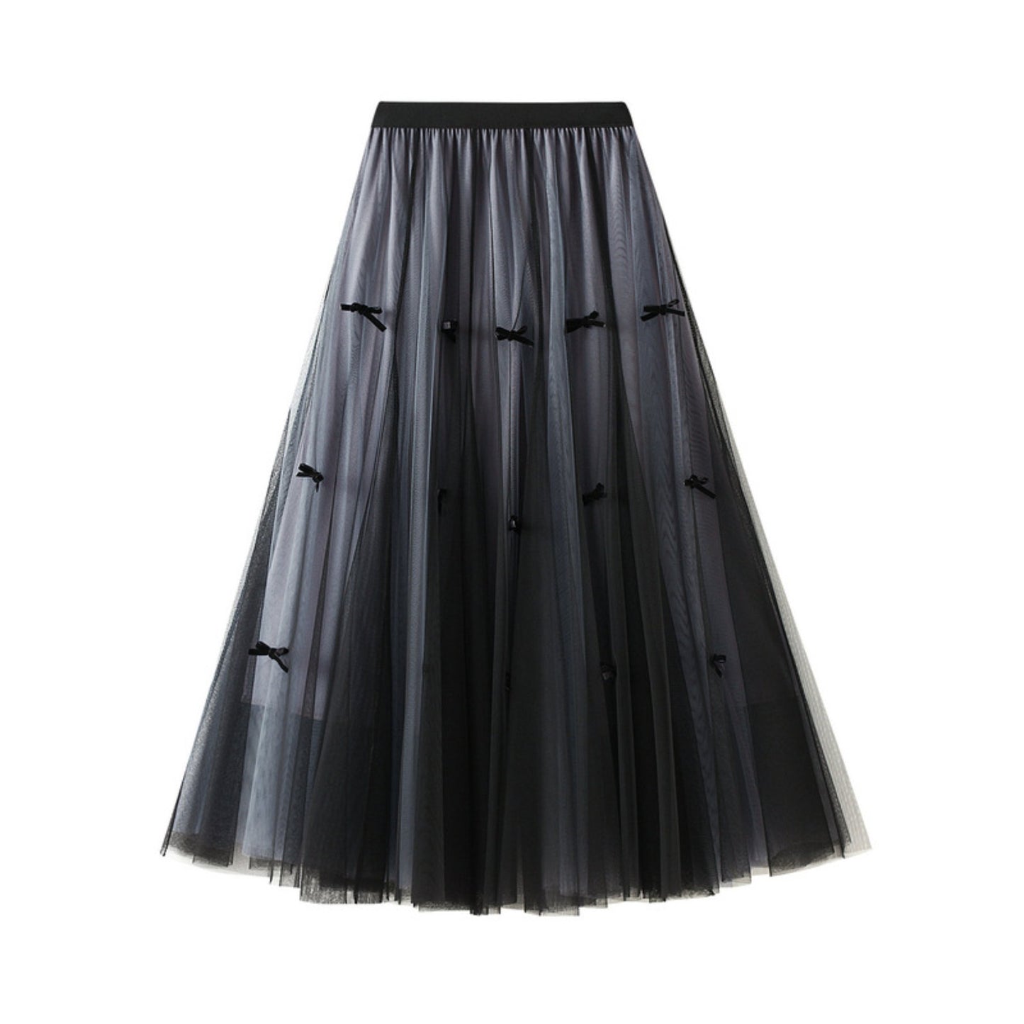 Bow Mesh Midi Tulle Skirt