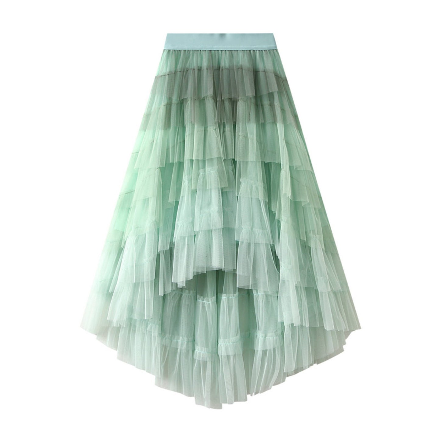 Gradient Puff Layered Midi Skirt