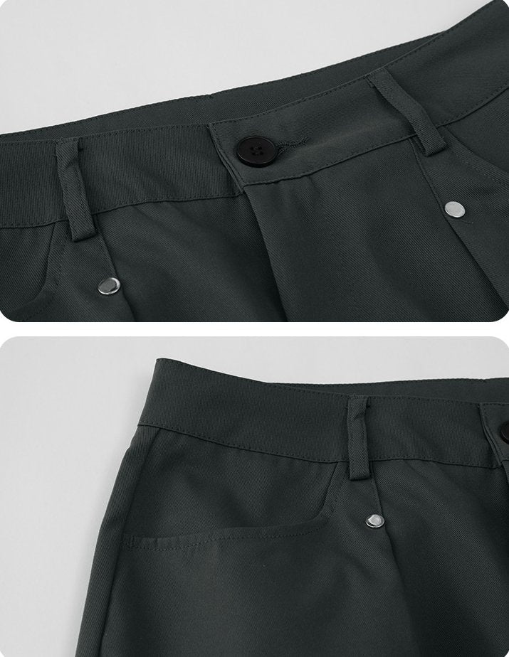 Unisex 2 Colors Buttoned Casual Wide-leg Pants