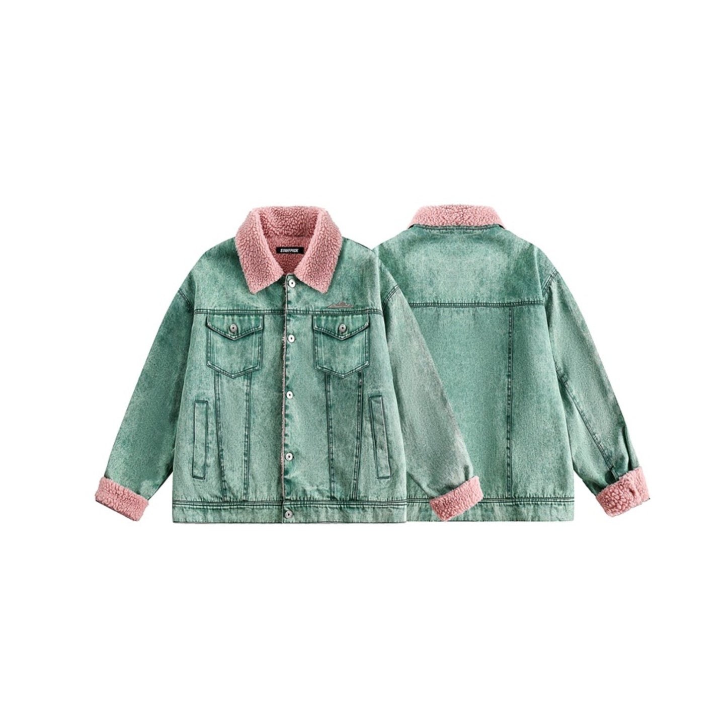 Green Pink Denim Jacket