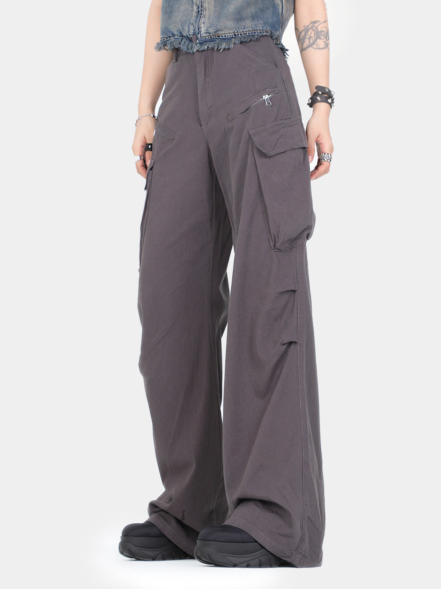 Unisex 2 Colors Black and Grey Color Mid-Rise Waist Cargo Pant