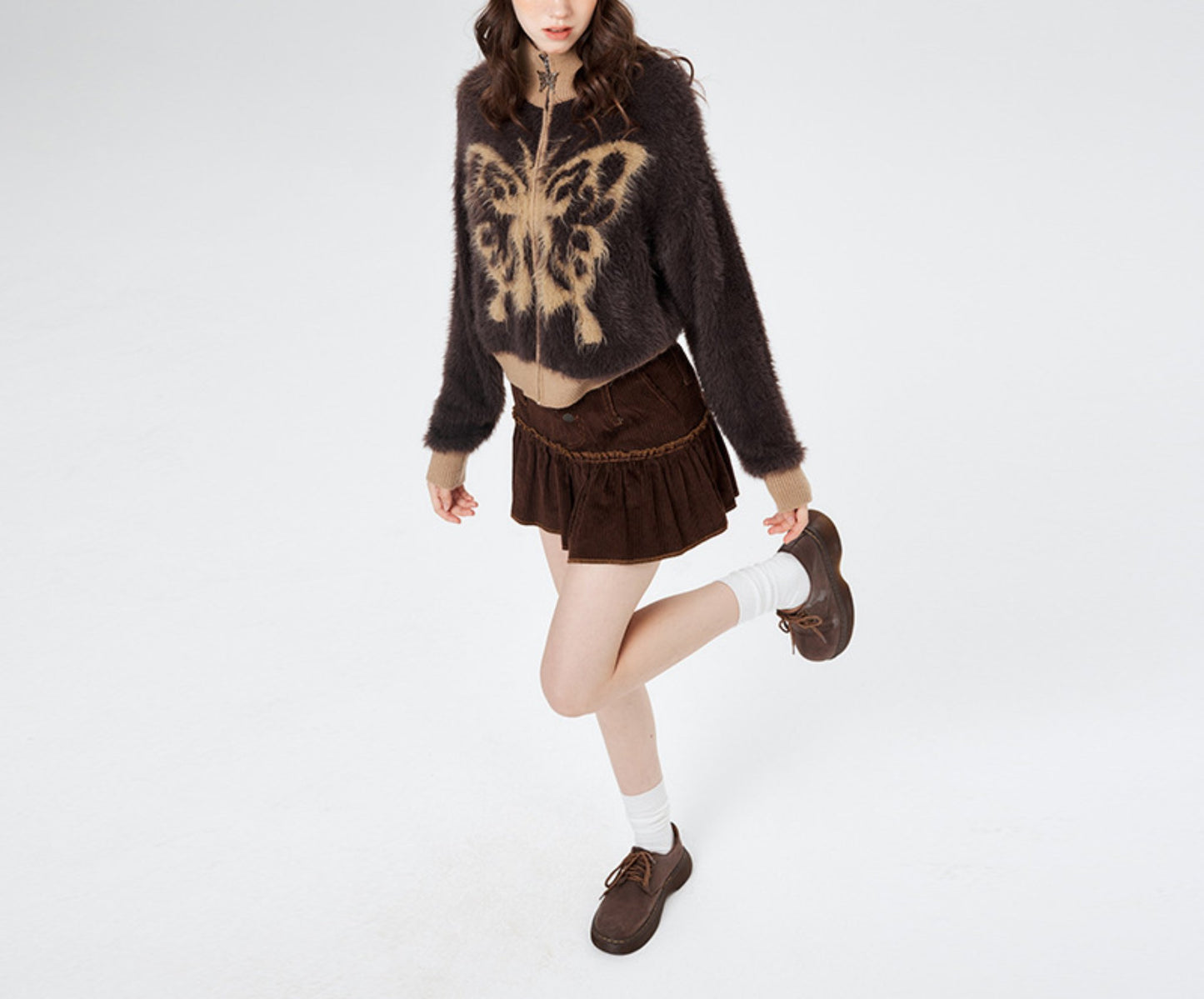 PRE-ORDER Butterfly Embroidered Stand Collar Sweater Cardigan