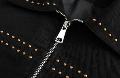 Stylish Dark Rivet Retro Cotton Jacket