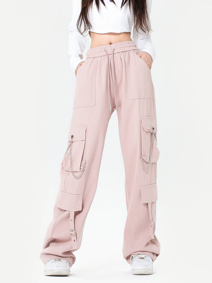 Unisex 3 Colors Pink Wide-leg Trousers Pant,Baggy Streetwear HipHop Pants