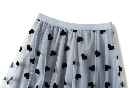 Love Midi Skirt Puffy Mesh Skirt