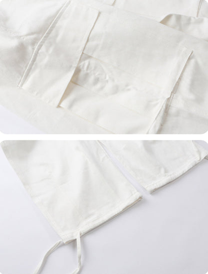 Unisex Large Pocket White Cargo Pants