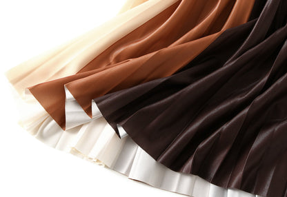 Retro Gradient print A-line Pleated Midi Skirt
