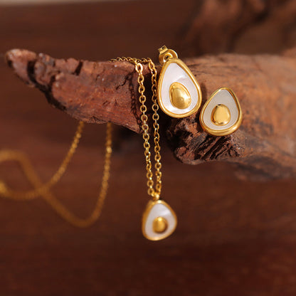Avocado Necklace and Earrings Jewelry Set/Waterproof