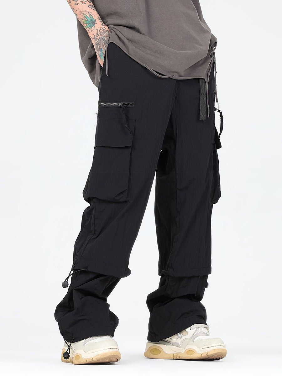 Unisex Black and Gray Color Mid-Rise Waist Cargo Pant
