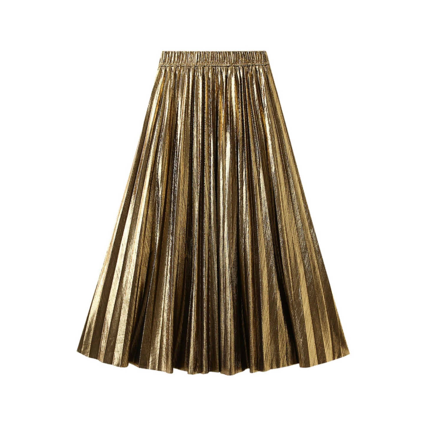 Metallic Color Pleated Mesh Skirt