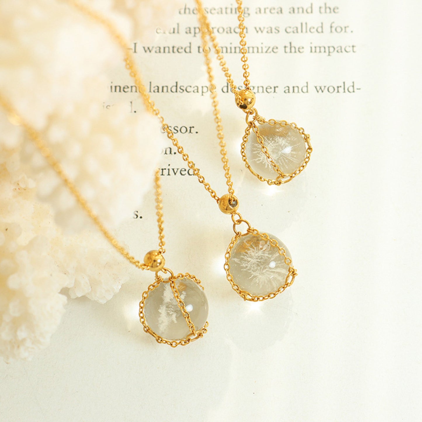 Crystal Ball Pendant Necklace/Waterproof
