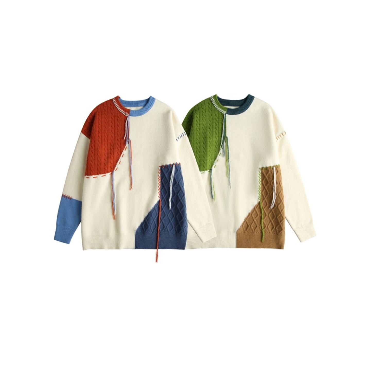 Patchwork Contrasting Color Pullover Knit Sweater