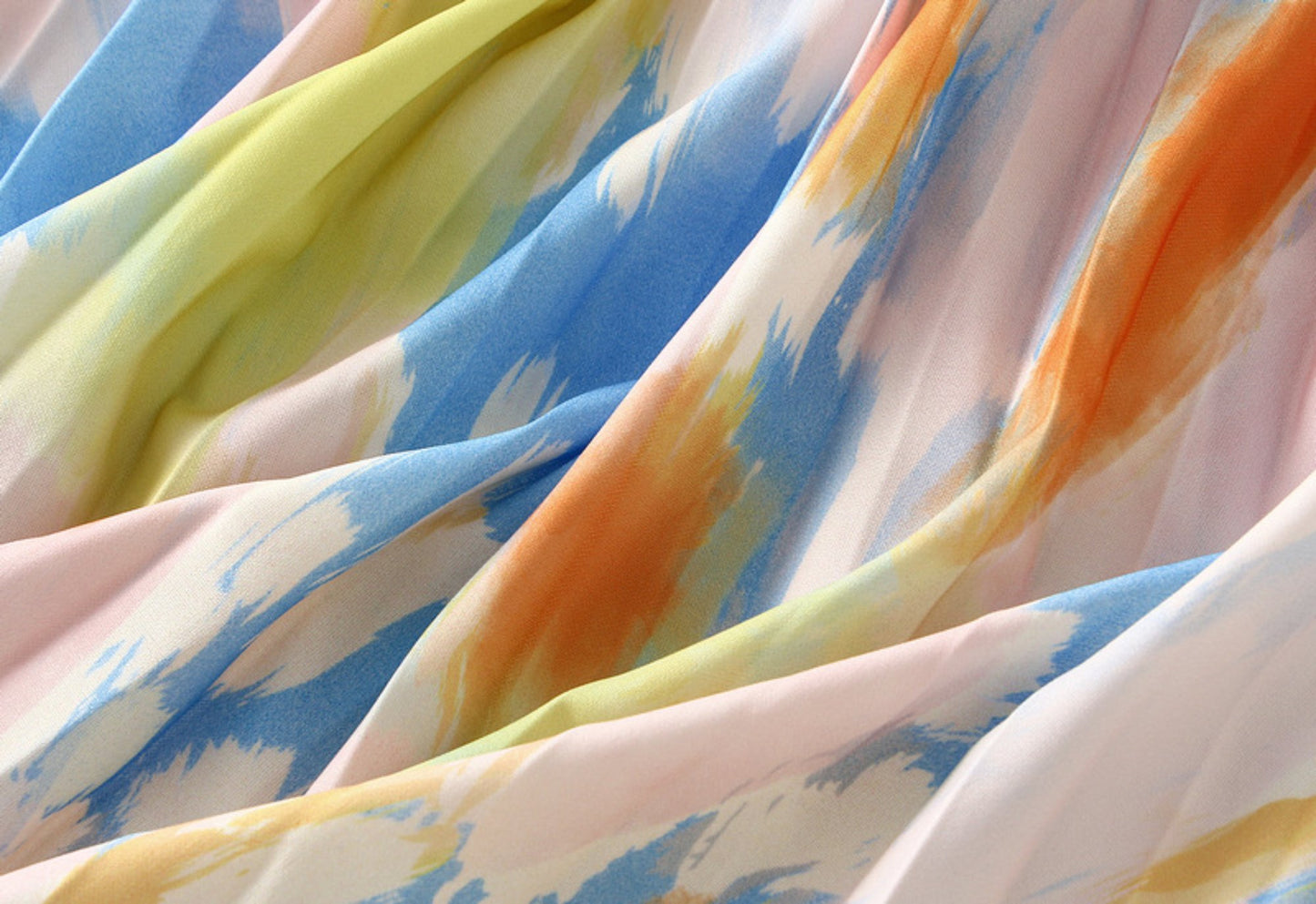 Retro Colorful Print A-line Pleated Midi Skirt