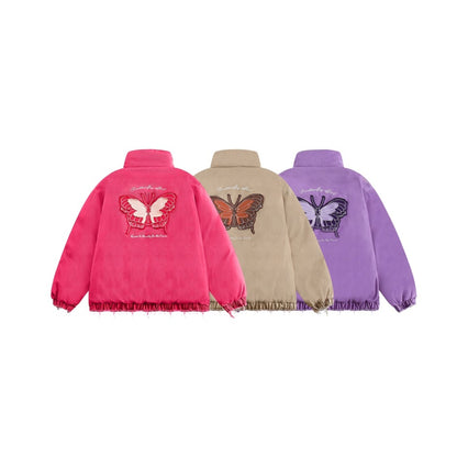 Retro Butterfly Embroidered Winter Cotton Coat