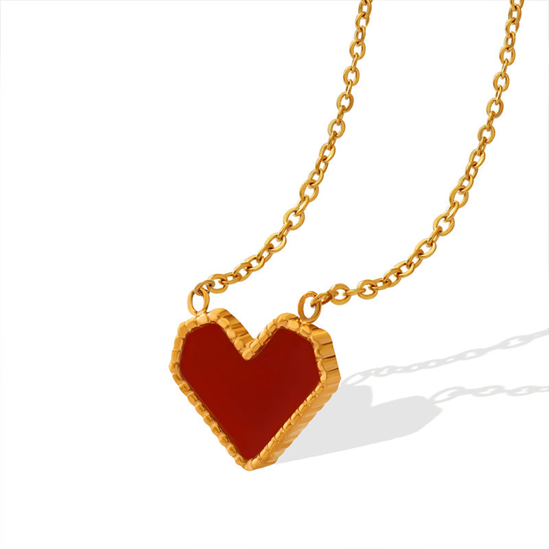 Red Love Heart Pendant Necklace/Waterproof