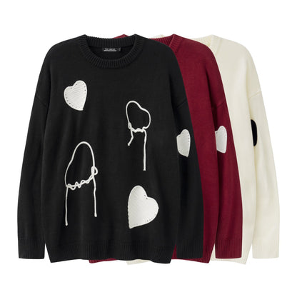 Unisex Love Embroidered Pullover Sweater