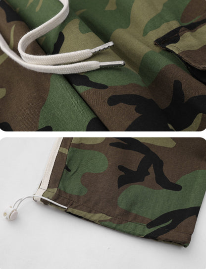 Unisex Multi-pocket Camouflage Cargo Drawstring Pants