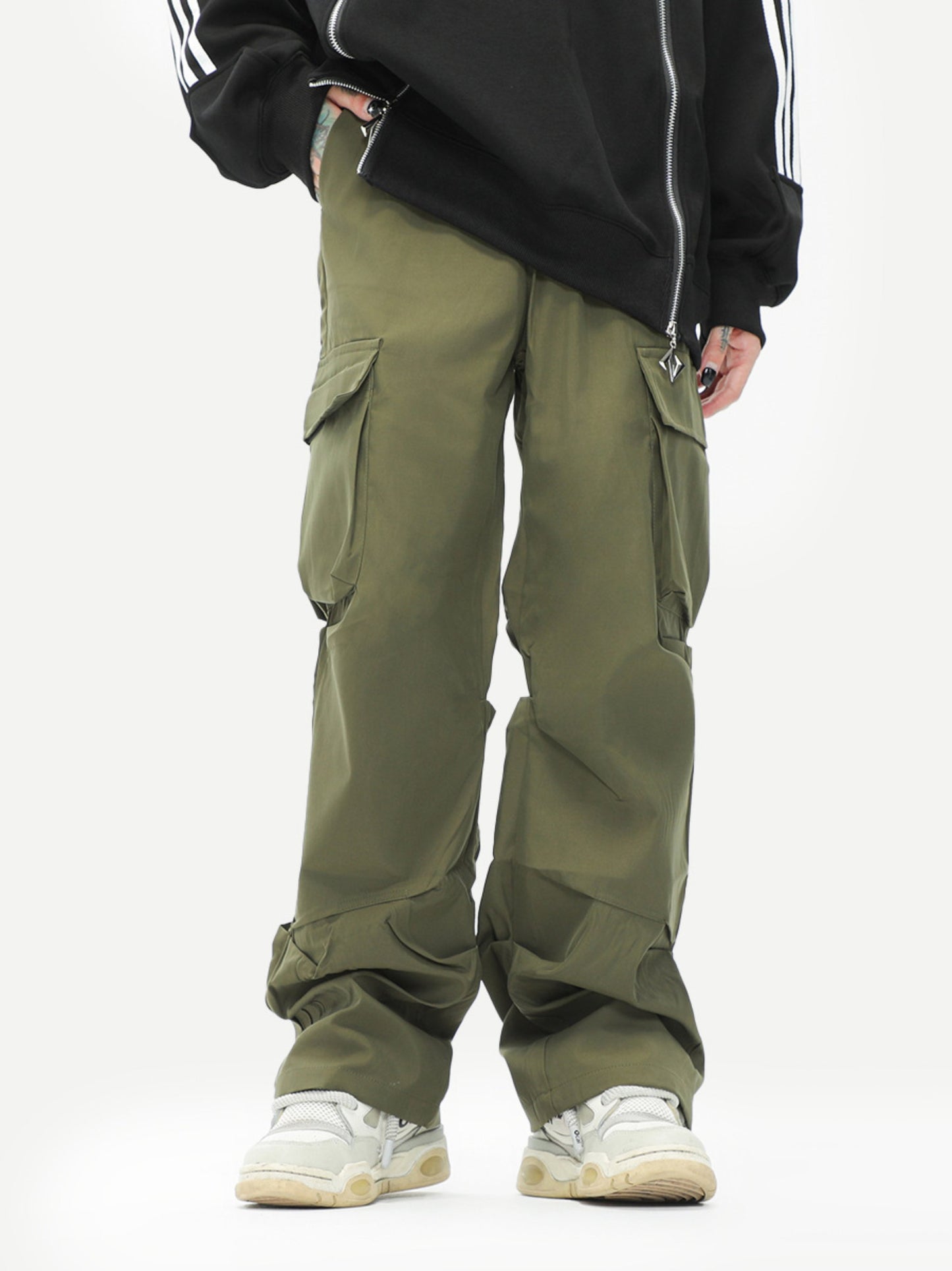 Unisex 2 Colors Mid Waist Casual Trousers Cargo Pant