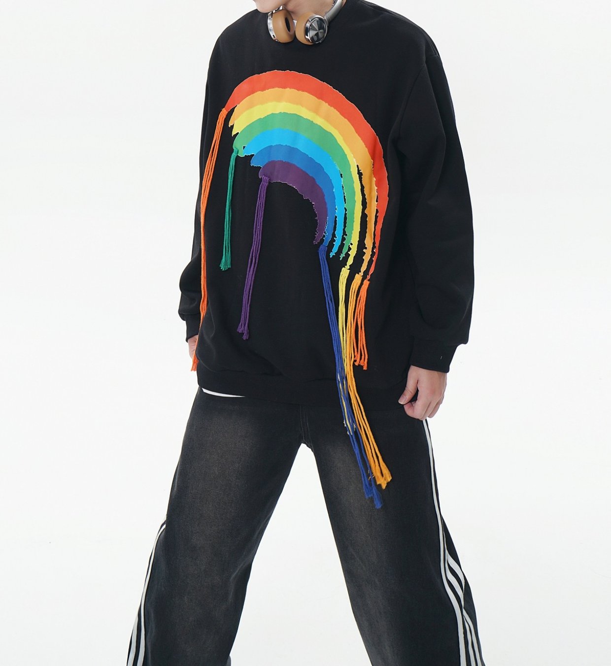 Unisex Rainbow Tassel Pullover Sweatshirt