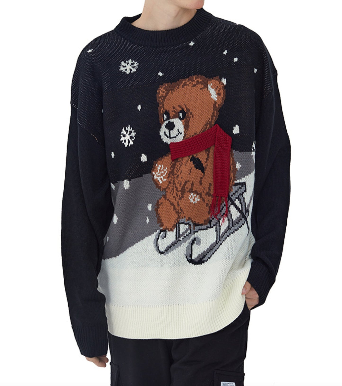 Unisex Christmas Bear Snowflake Knit Sweater