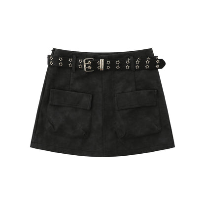 A Line PU leather skirt