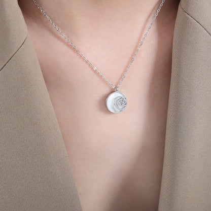 White Rose Flower Pendant Necklace/Waterproof