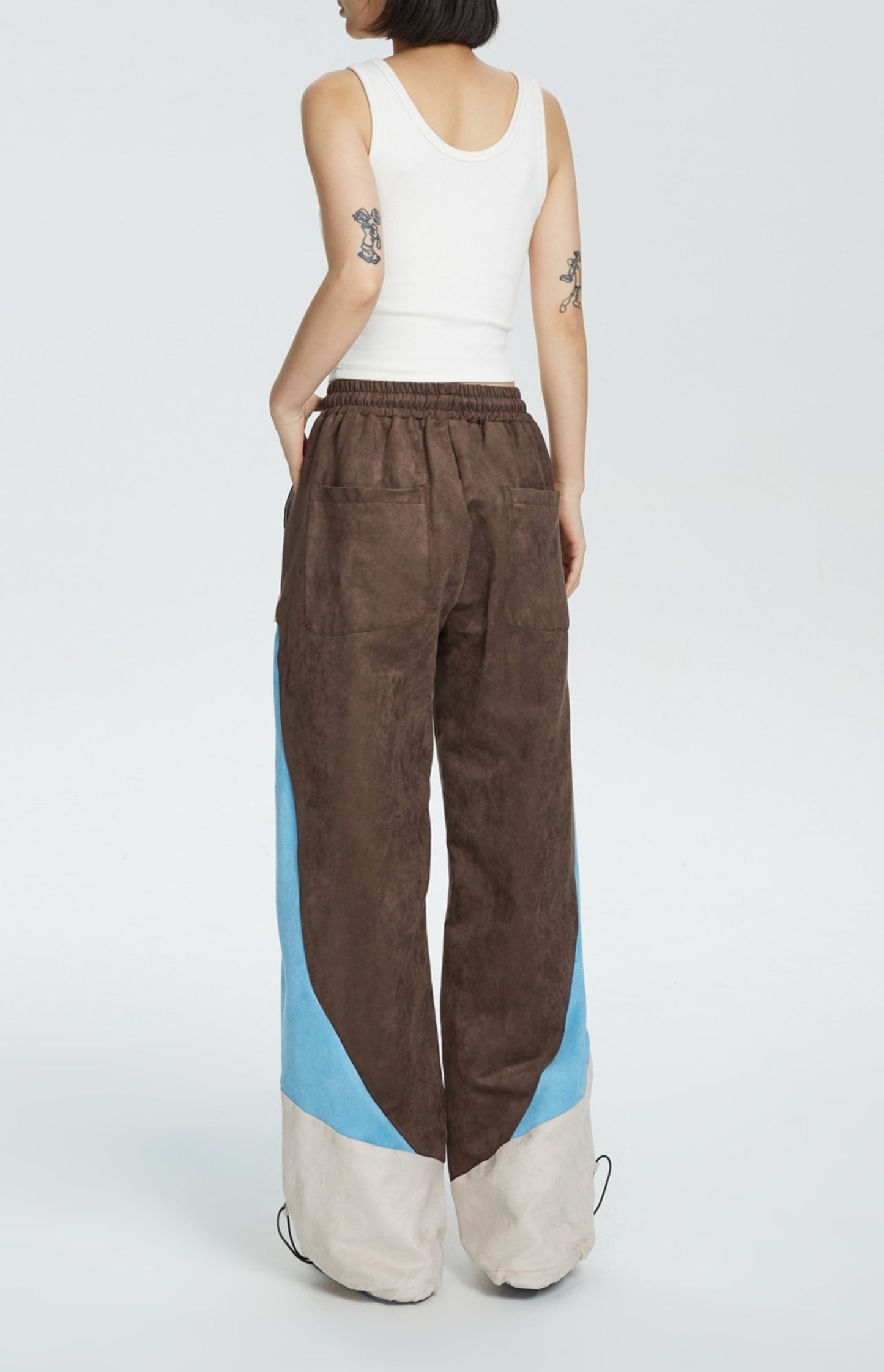 Retro Patchwork Contrasting Sports Casual Pants
