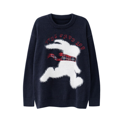 Unisex Rabbit Embroidered Knitted Sweater
