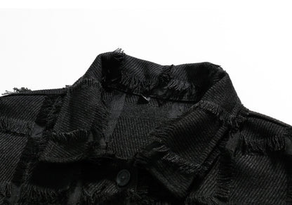 Fringed Black Jacquard Jacket