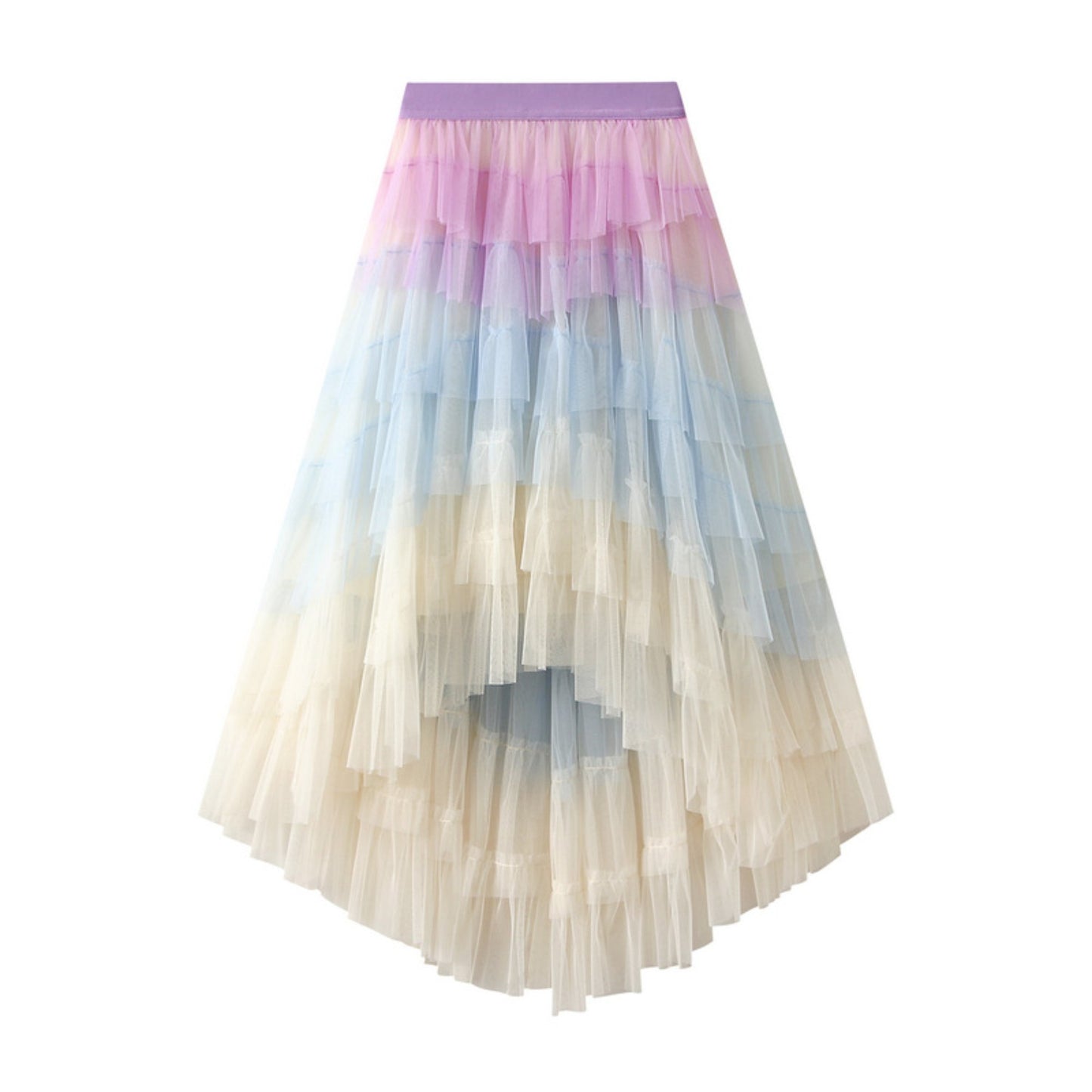 Gradient Puff Layered Midi Skirt