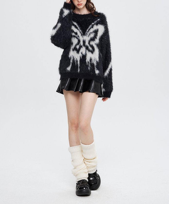 2 Colors Butterfly Pattern Knitted sweater