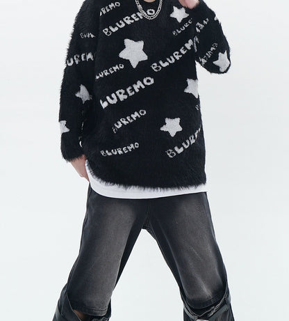 Unisex Five-Pointed Star Letter Knitted Sweater