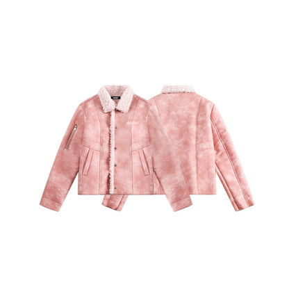 Pink PU Leather Jacket