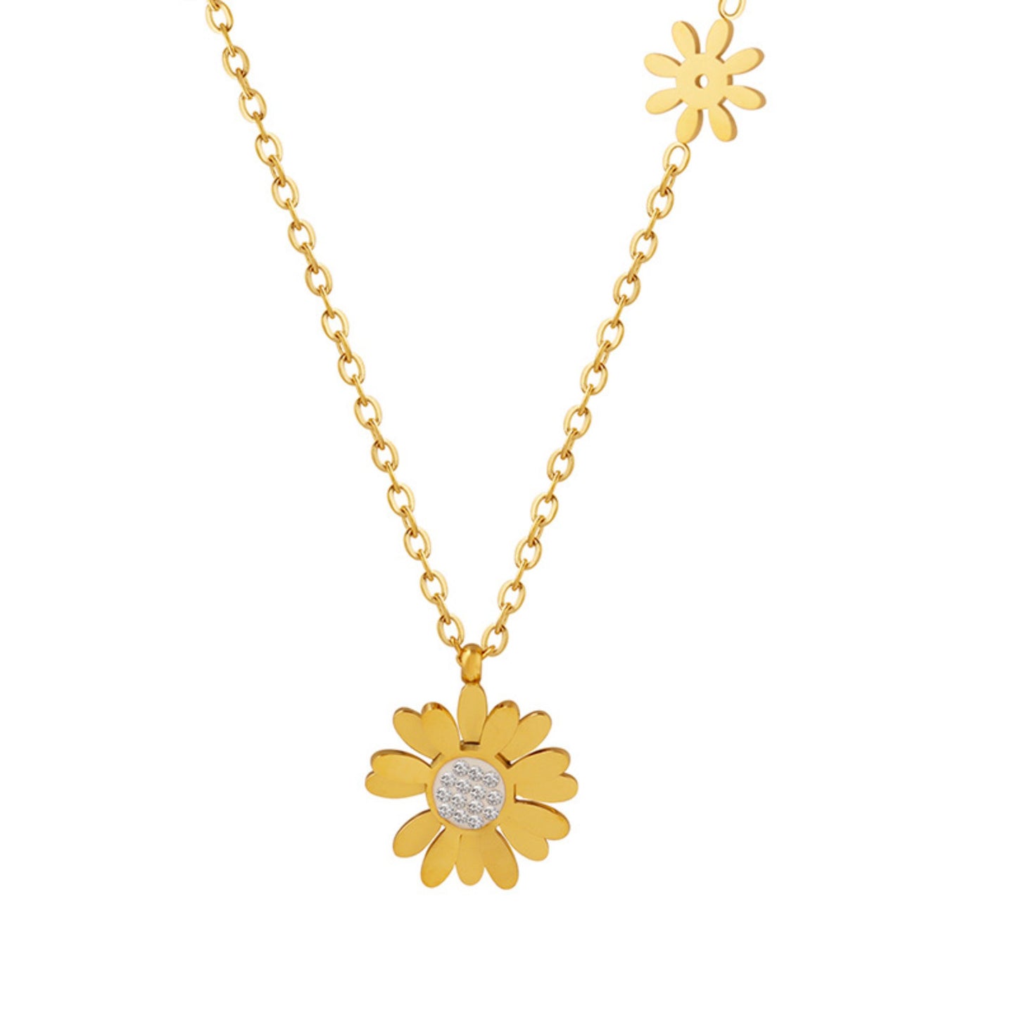 Chrysanthemum Zircon Pendant Necklace/Waterproof